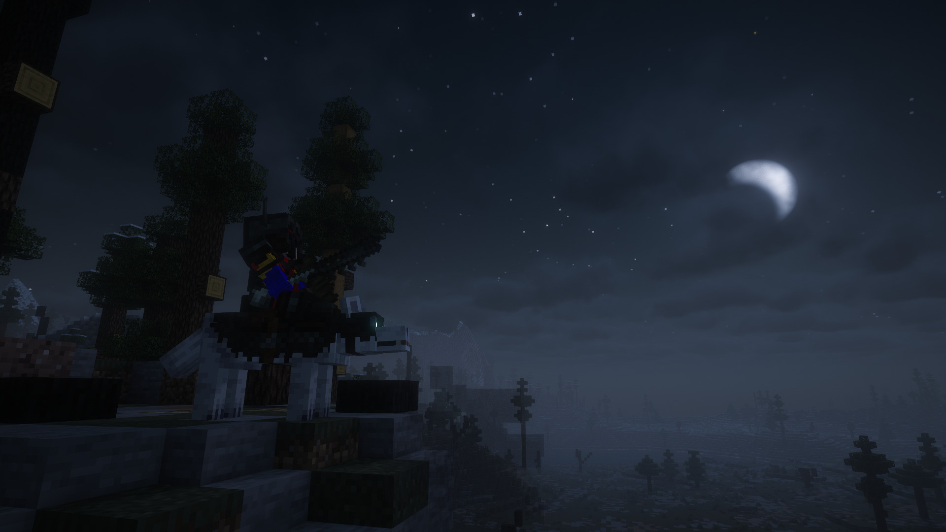 A warg rider at night
